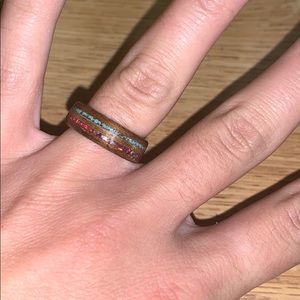 Handmade Wooden ring with crystals!